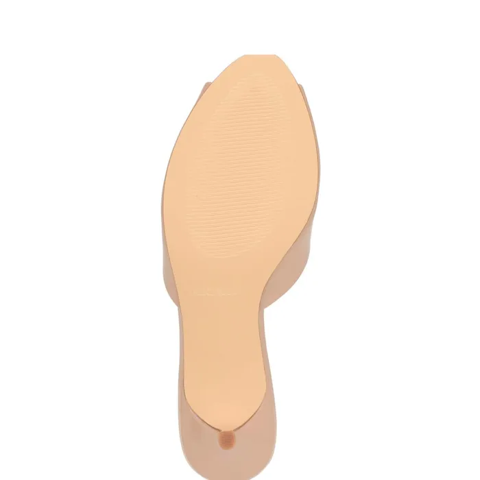 Luvlie Heeled Slide Sandals Natural Patent Women Nine West Dress Luvlie Heeled Slide Sandals Natural Patent Women Nine West Dress