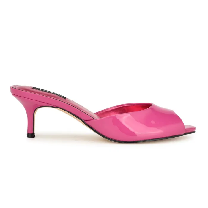 Luvlie Heeled Slide Sandals Pink Patent Women Nine West Dress