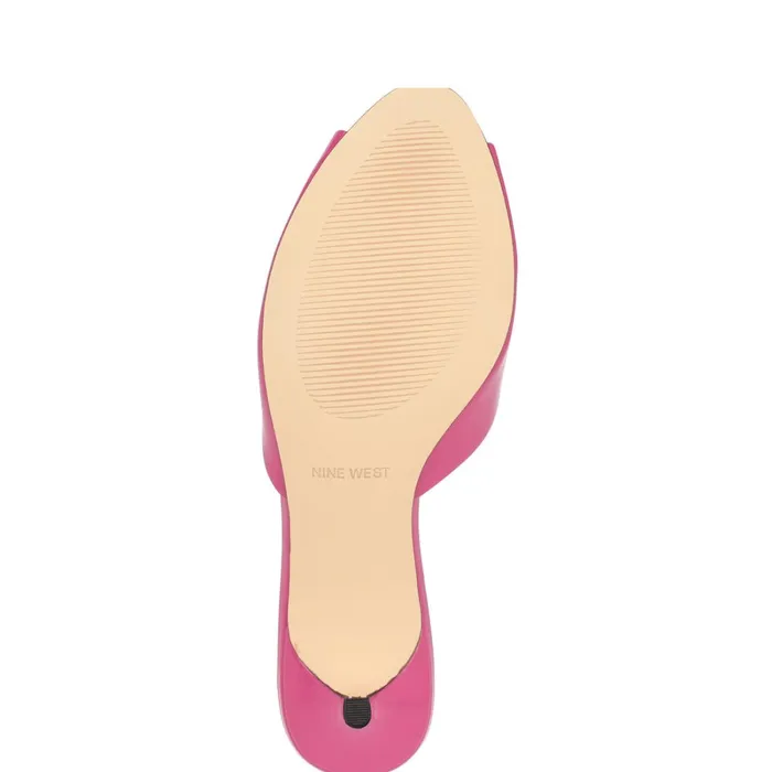 Luvlie Heeled Slide Sandals Pink Patent Women Nine West Dress Luvlie Heeled Slide Sandals Pink Patent Women Nine West Dress