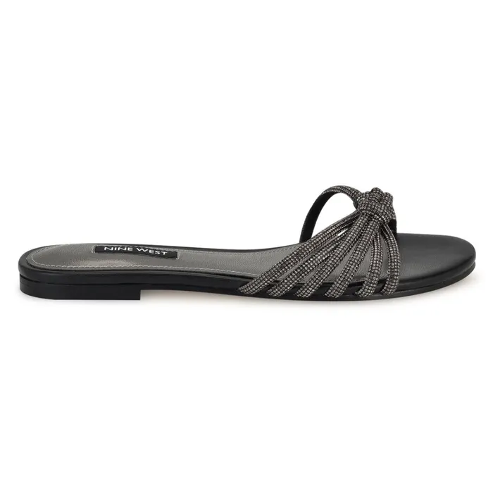 Luxury Flat Slide Sandals Black Women Nine West Sandals