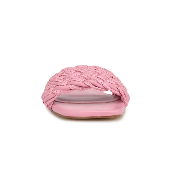 Maci Flat Slide Sandals Pink Women Nine West Low Heel Maci Flat Slide Sandals Pink Women Nine West Low Heel