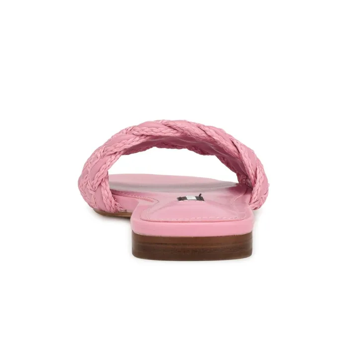 Maci Flat Slide Sandals Pink Women Nine West Low Heel Maci Flat Slide Sandals Pink Women Nine West Low Heel