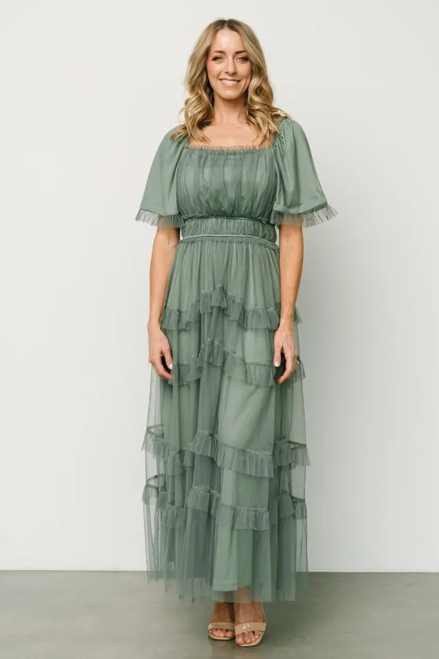Magdalena Tulle Maxi Dress Eucalyptus Women Baltic Born Maxi Dresses Magdalena Tulle Maxi Dress Eucalyptus Women Baltic Born Maxi Dresses
