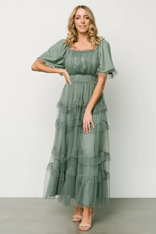 Magdalena Tulle Maxi Dress Eucalyptus Women Baltic Born Maxi Dresses Magdalena Tulle Maxi Dress Eucalyptus Women Baltic Born Maxi Dresses