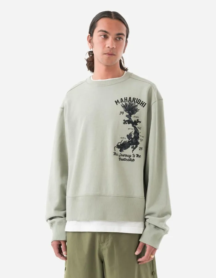 Maharishi Crew Sweats 5248 Dragon Map Vintage Crew Sweat Sage 8211 Men