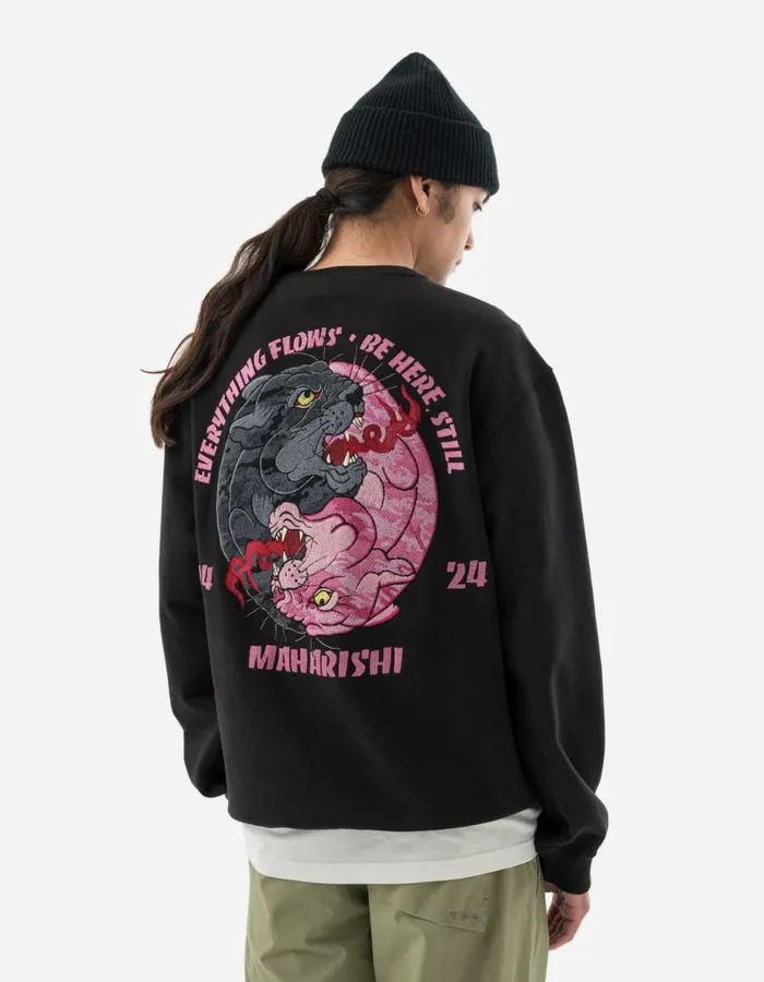 Maharishi Crew Sweats 5311 Duality Panther Crew Sweat Black 8211 Men