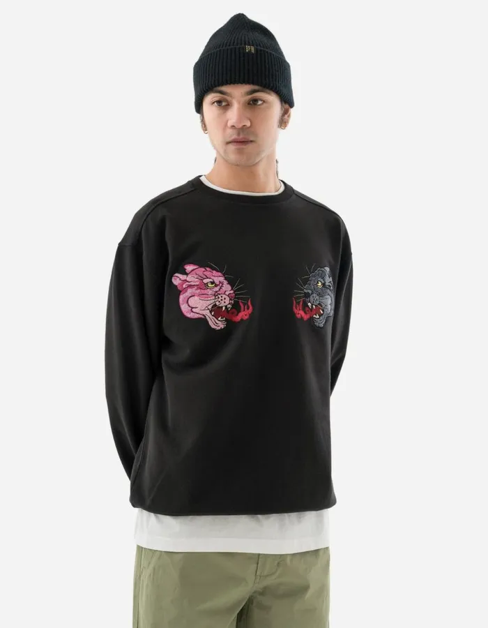 Maharishi Crew Sweats 5311 Duality Panther Crew Sweat Black 8211 Men