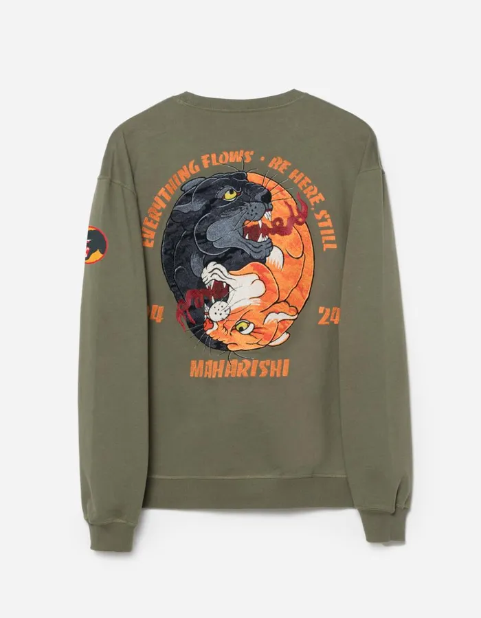 Maharishi Crew Sweats 5311 Duality Panther Crew Sweat Olive OG107F 8211 Men