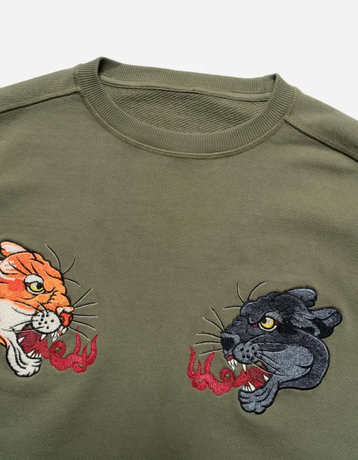 Maharishi Crew Sweats 5311 Duality Panther Crew Sweat Olive OG107F 8211 Men