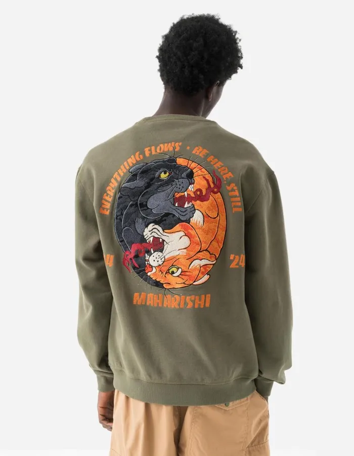 Maharishi Crew Sweats 5311 Duality Panther Crew Sweat Olive OG107F 8211 Men