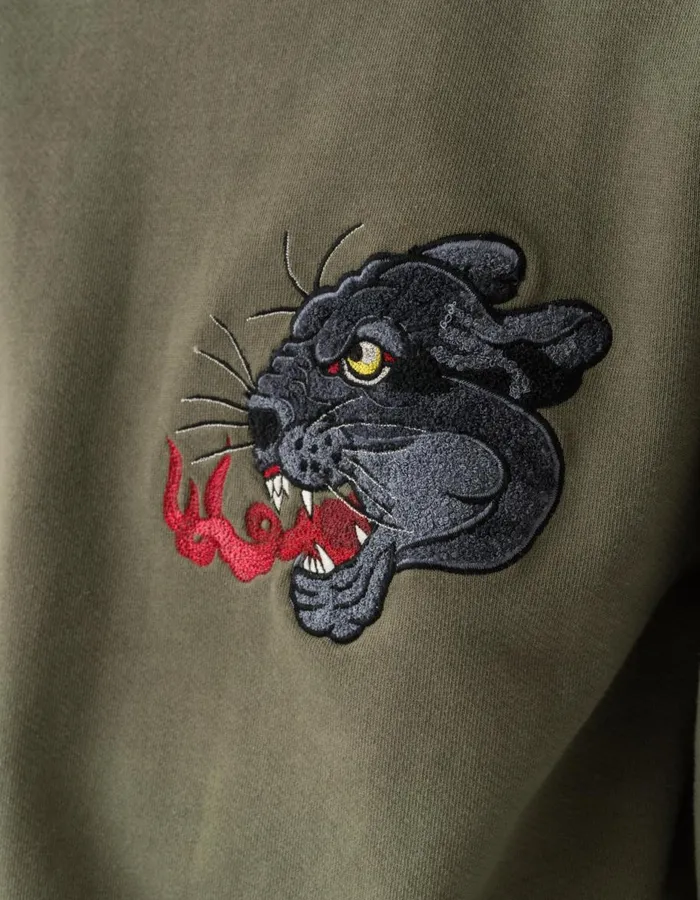 Maharishi Crew Sweats 5311 Duality Panther Crew Sweat Olive OG107F 8211 Men