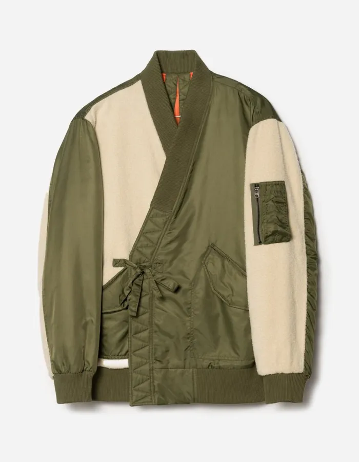 Maharishi Kimonos 5257 Fleece CWU Flight Kimono OliveEcru 8211 Men