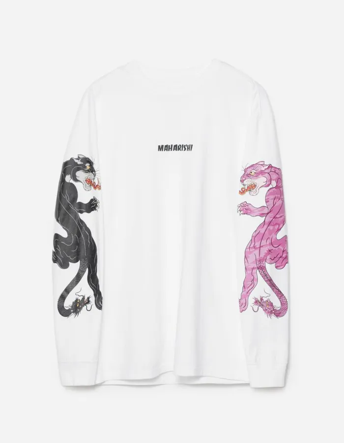 Maharishi Long Sleeve TShirts 1387 Duality Panther LS TShirt White 8211 Men