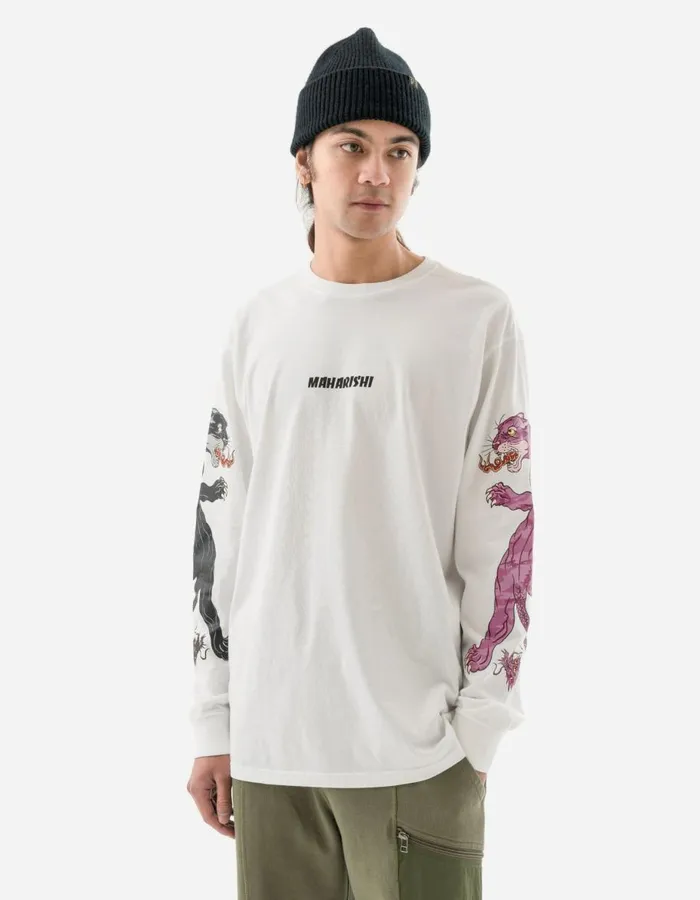 Maharishi Long Sleeve TShirts 1387 Duality Panther LS TShirt White 8211 Men