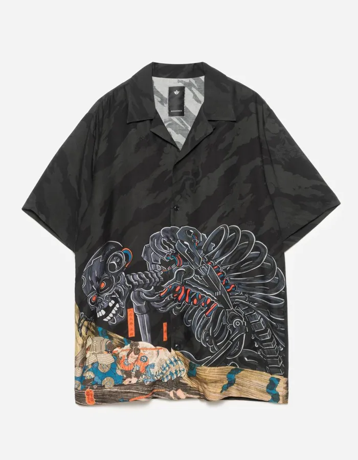 Maharishi Short Sleeve Shirts 1408 Cyber Skeleton Camp Collar Shirt Multi 8211 Men