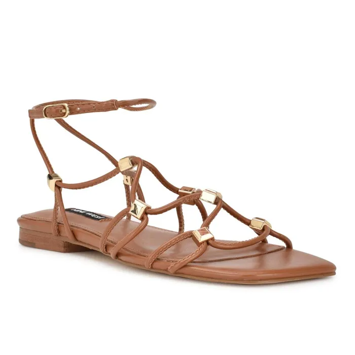 Majah Strappy Flat Sandals New Luggage Women Nine West Sandals Majah Strappy Flat Sandals New Luggage Women Nine West Sandals