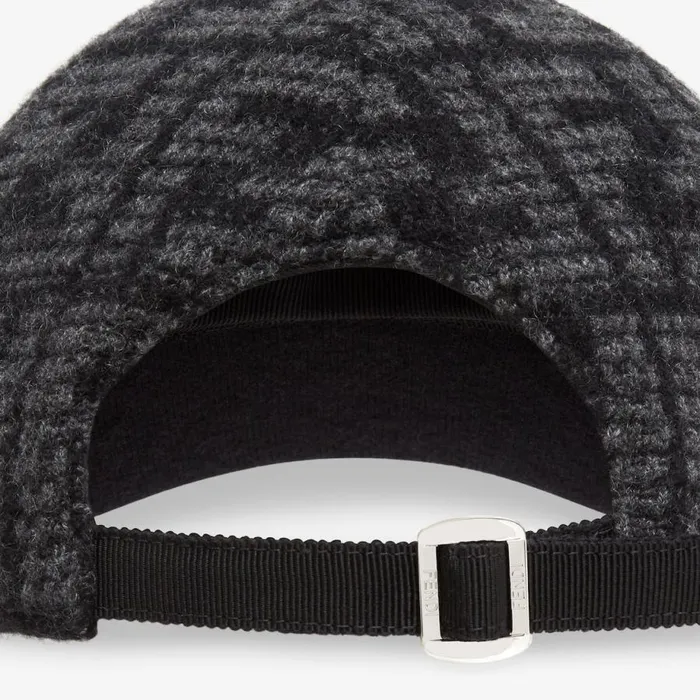 Man Baseball Cap In Black Cashmere Jacquard Black Fendi Hats and Gloves
