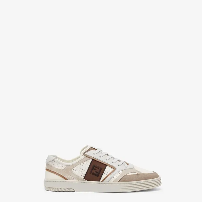Man Beige Leather LowTops Beige Fendi Sneakers