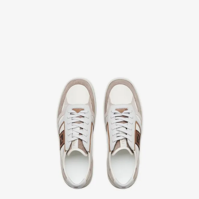 Man Beige Leather LowTops Beige Fendi Sneakers