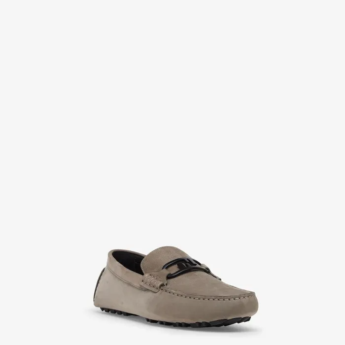 Man Beige Nubuck Leather Loafers Beige Fendi Loafers and Mocassins