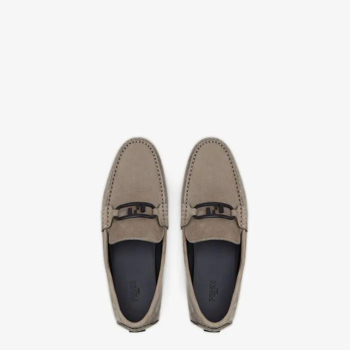 Man Beige Nubuck Leather Loafers Beige Fendi Loafers and Mocassins