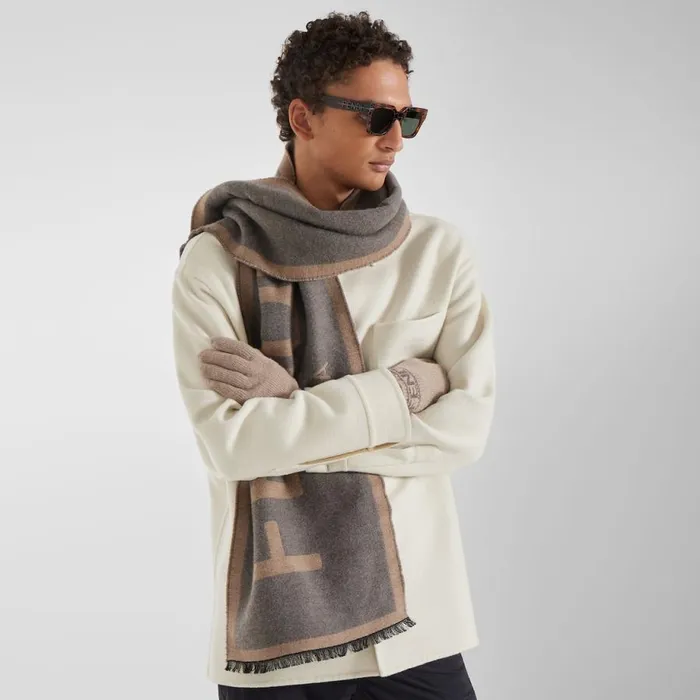 Man Beige Woollen Gloves Beige Fendi Hats and Gloves