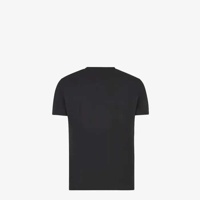 Man Black Cotton TShirt Black Fendi Tshirts and Polos