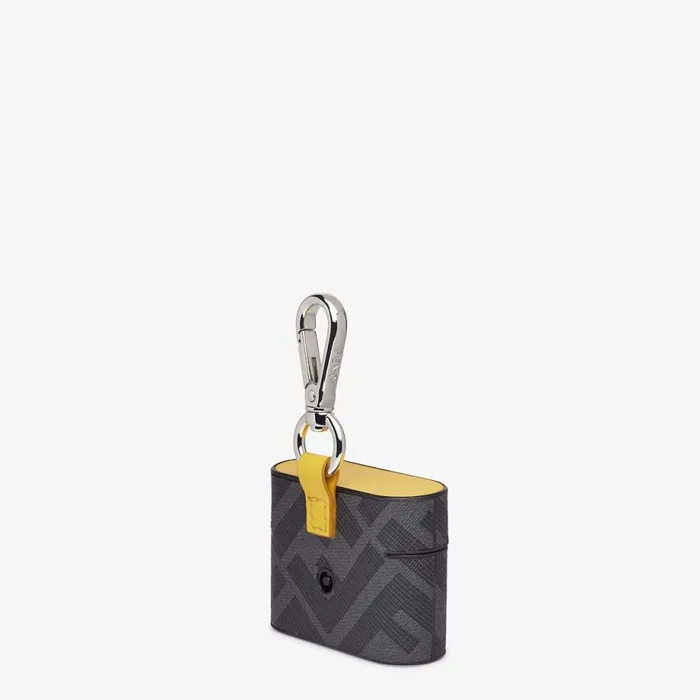 Man Black Fabric Case Black Fendi Key Rings and Bag Accessories