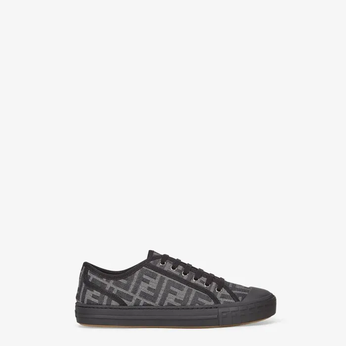 Man Black Fabric LowTops Black Fendi Sneakers