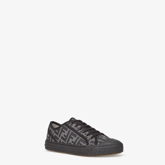 Man Black Fabric LowTops Black Fendi Sneakers