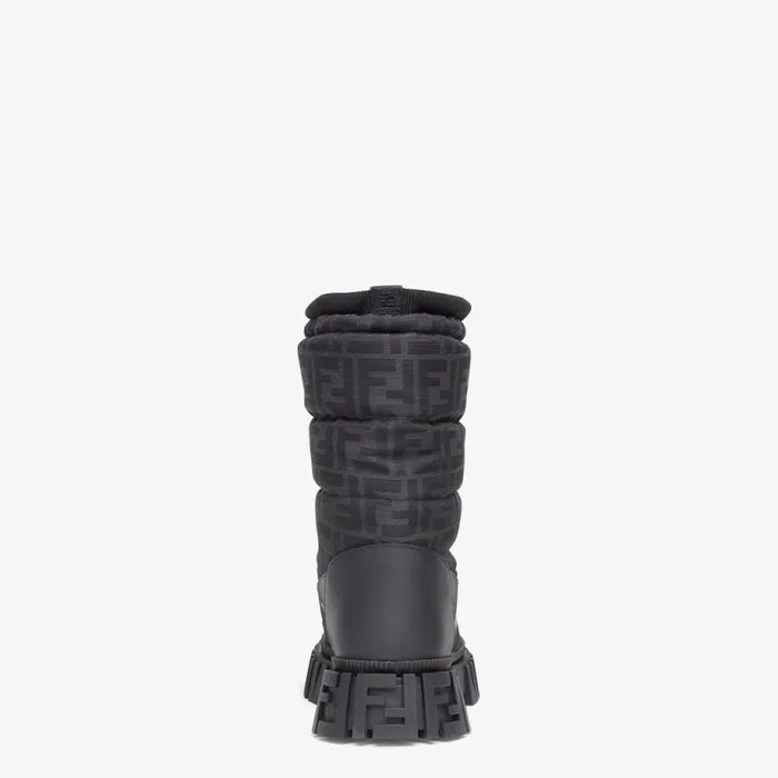 Man Black Leather Boots Black Fendi Lace Ups and Boots