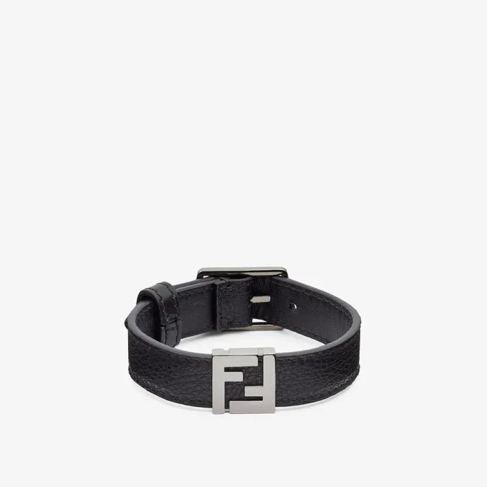 Man Black Leather Bracelet Black Fendi Bracelets