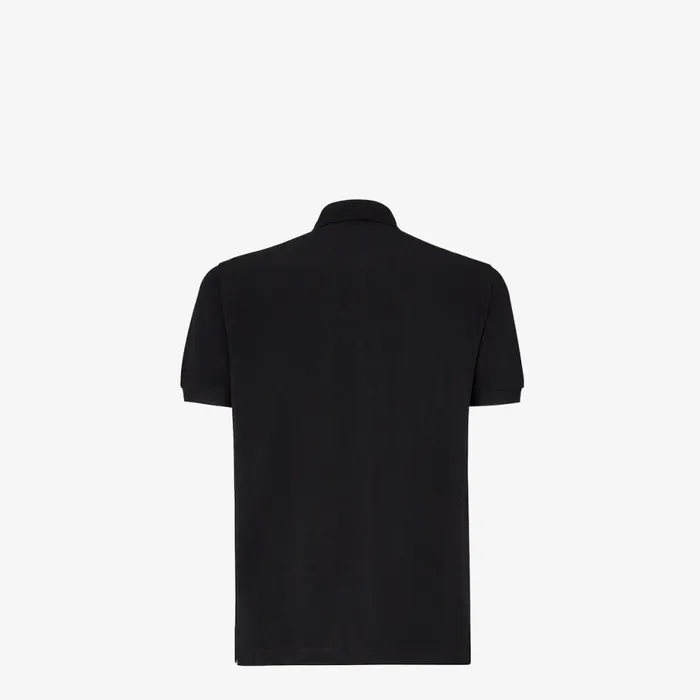 Man Black Piqu Polo Shirt Black Fendi Tshirts and Polos