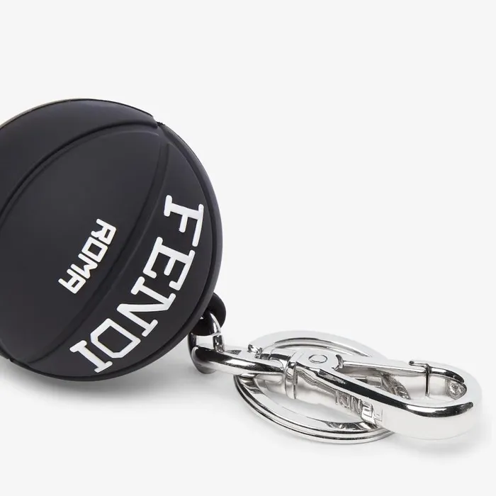 Man Black Rubber Charm Black Fendi Key Rings and Bag Accessories