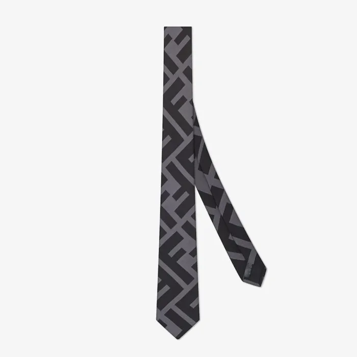 Man Black Silk Tie Black Fendi Ties