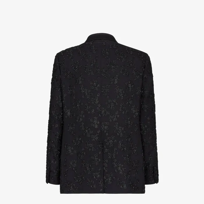 Man Black Wool And Silk Blazer Black Fendi Jackets and Suits