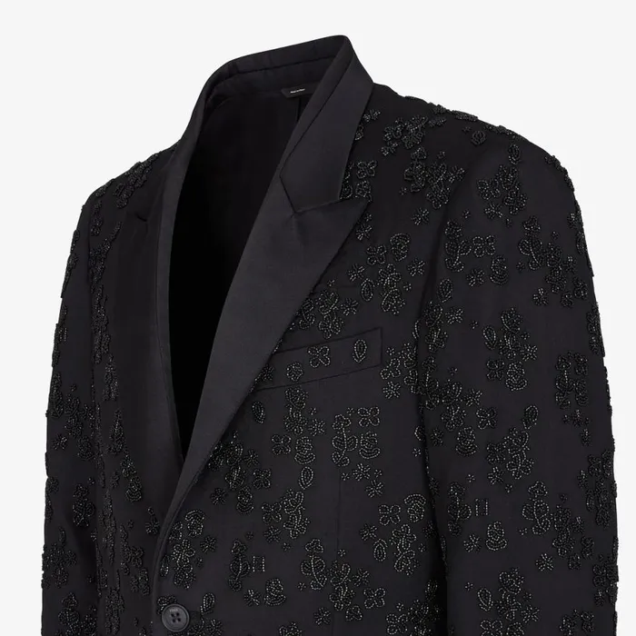Man Black Wool And Silk Blazer Black Fendi Jackets and Suits