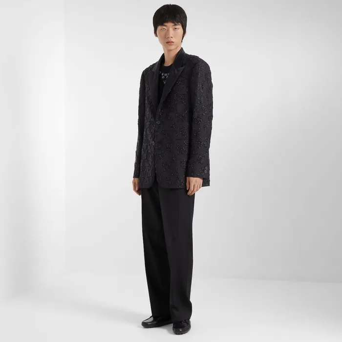 Man Black Wool And Silk Blazer Black Fendi Jackets and Suits