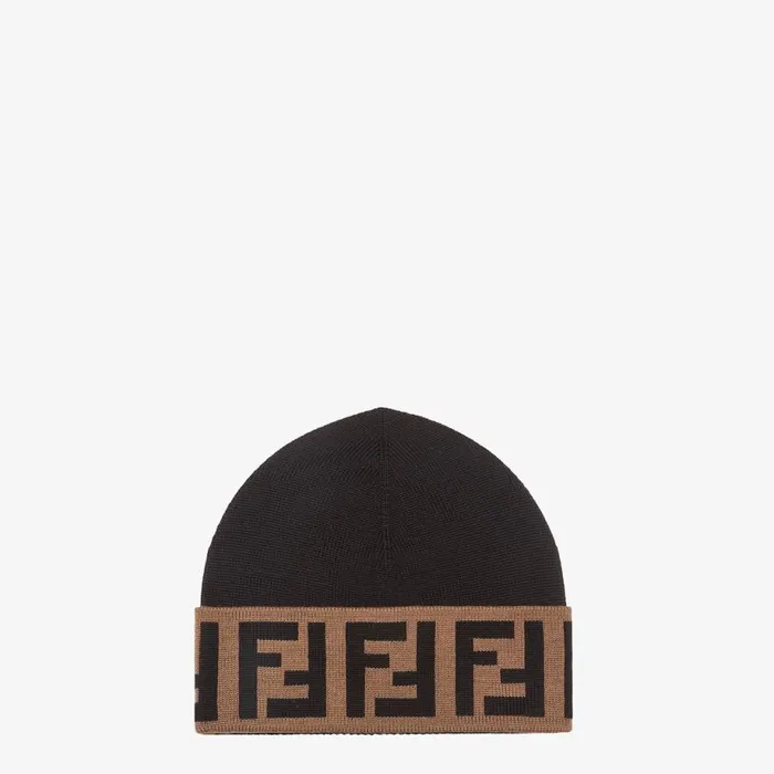 Man Black Wool Hat Black Fendi Hats and Gloves