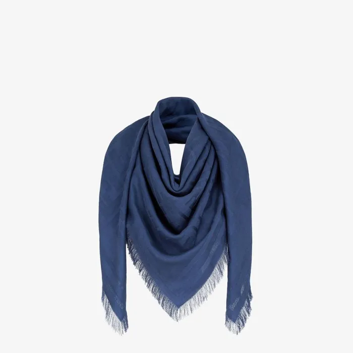 Man Blue Cotton Scarf Blue Fendi Scarves