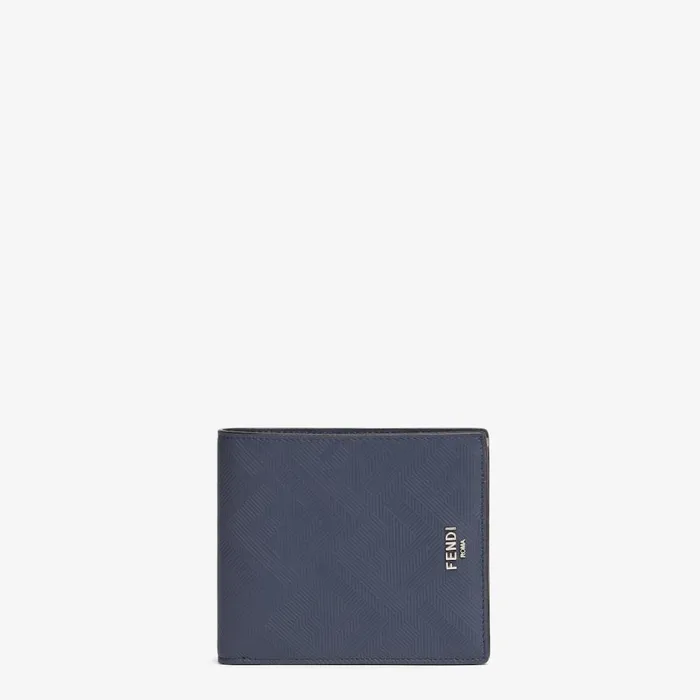 Man Blue Leather BiFold Wallet Blue Fendi Wallets
