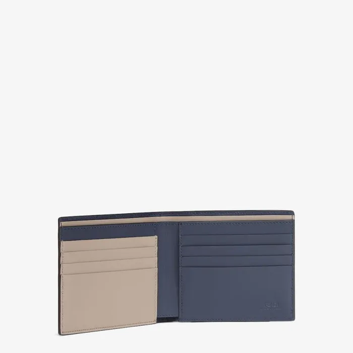 Man Blue Leather BiFold Wallet Blue Fendi Wallets