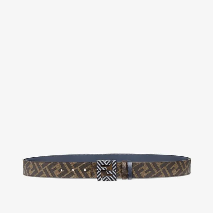Man Blue Leather Reversible Belt Blue Fendi Belts