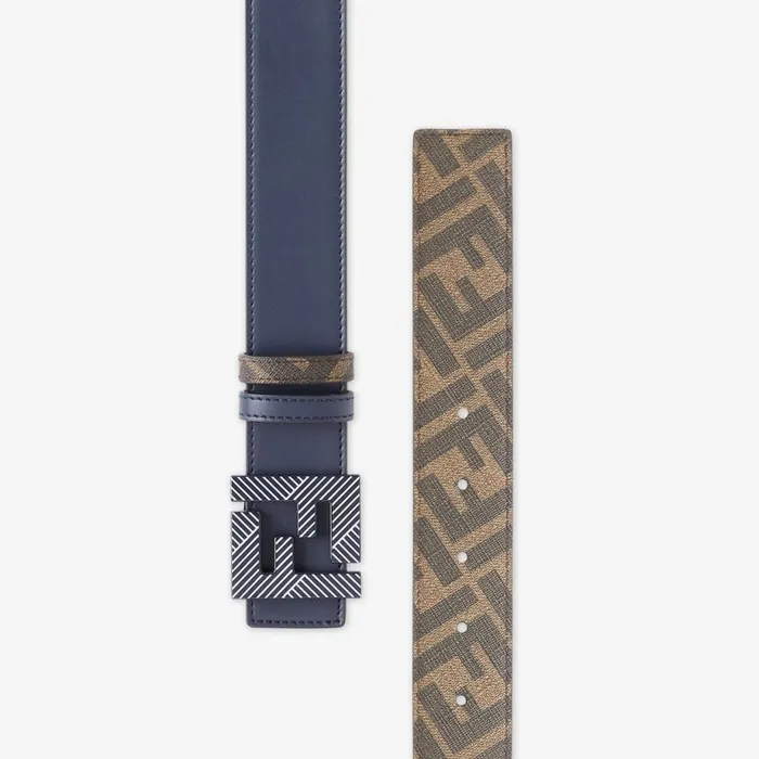 Man Blue Leather Reversible Belt Blue Fendi Belts