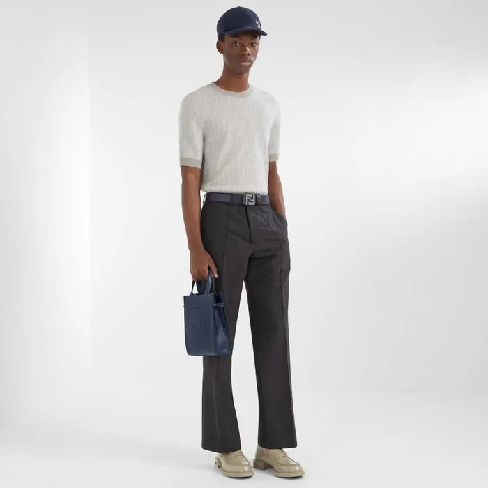 Man Blue Leather Reversible Belt Blue Fendi Belts