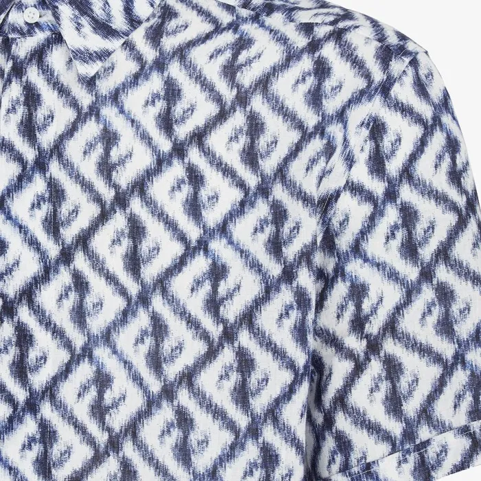 Man Blue Linen Shirt Blue Fendi Shirts