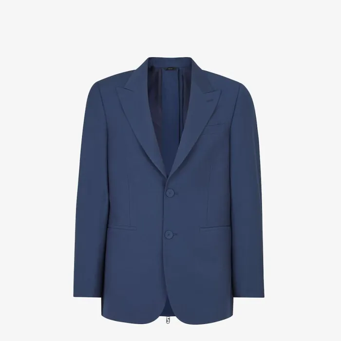 Man Blue Wool Jacket Blue Fendi Jackets and Suits