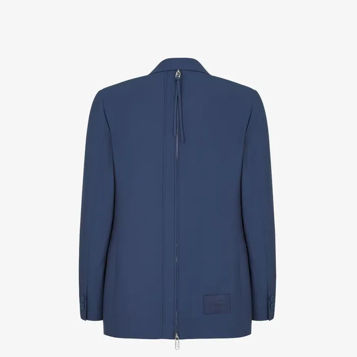Man Blue Wool Jacket Blue Fendi Jackets and Suits