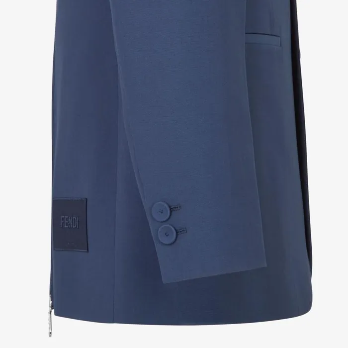 Man Blue Wool Jacket Blue Fendi Jackets and Suits