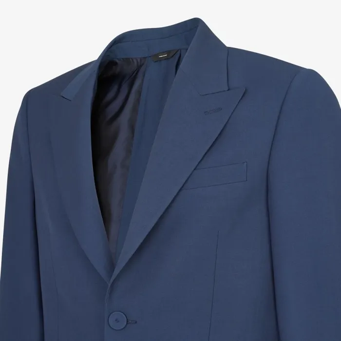 Man Blue Wool Jacket Blue Fendi Jackets and Suits